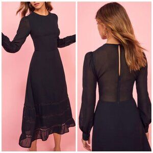 Reformation 'Valerie' Ruffle Hem Long Sleeve Dress, 2 (XS)